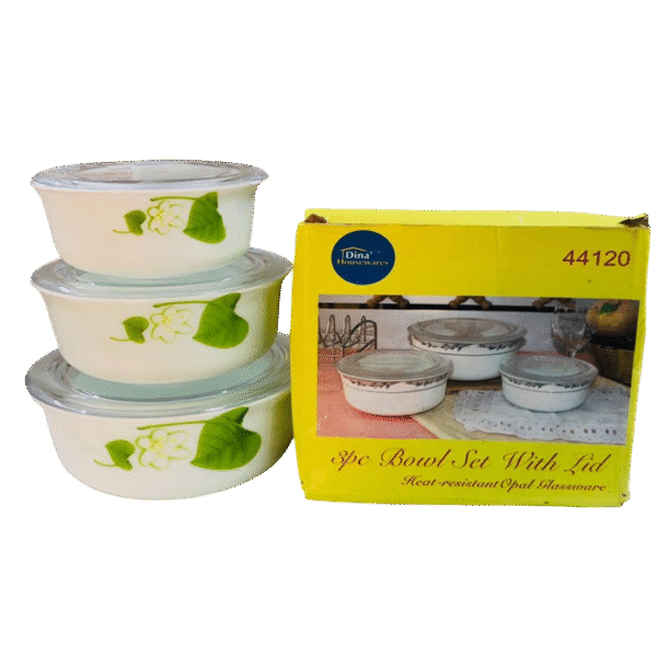 Opal Glass Bowls Set 3 Pieces Food Storage Set