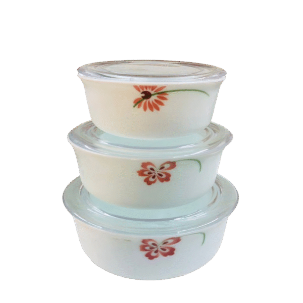 Vintage Opal Glass Bowls Set 3 Pieces Food Storage Set