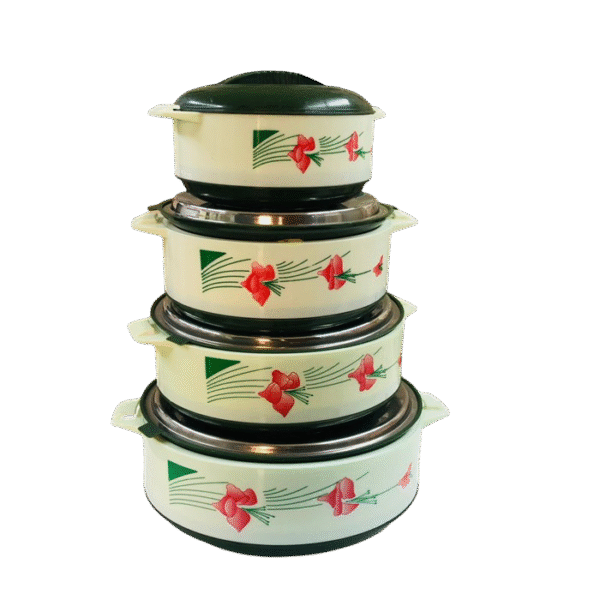 Cello Casserole Set - Inner Steel, Insulated, Beige, Chef, 4 pcs 500 ml, 850 ml, 1.5 l