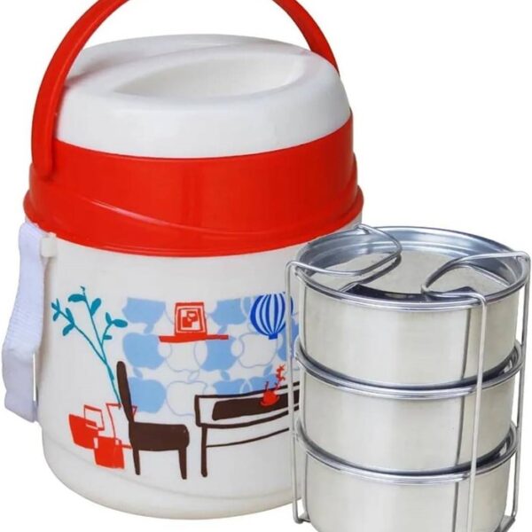 Leak Proof Insulated Tiffin Plastic Lunch Boxes, 1020ml, 3 Layer