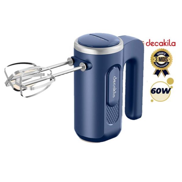 Rechargeable Electric Mixer with Beater and Kneader - DECAKILA - KMMX021L - 6-speed control - 60 watts - 1500 mAh Lithium Battery - Blue - 3-month warranty