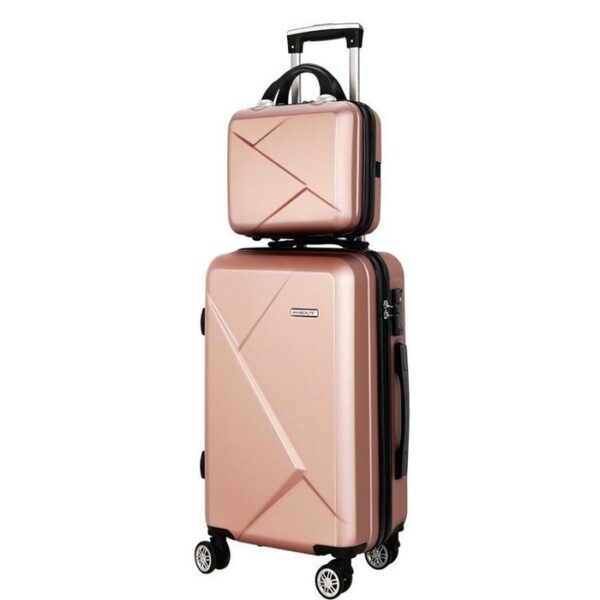12" 20" Wanderlite 2pc Luggage Trolley Travel Suitcase Storage Carry On TSA Lock Rose Gold