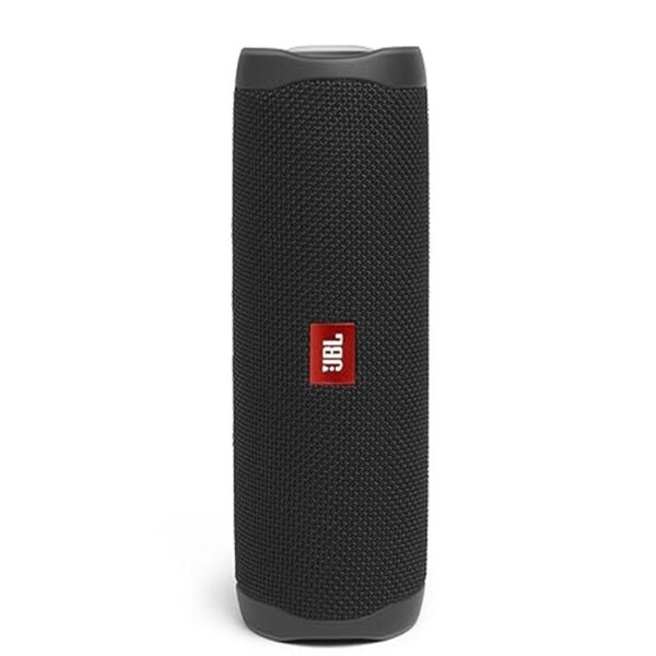 JBL Flip 5 Wireless Portable Bluetooth Speaker, Signature Sound with Powerful Bass Radiator, Vibrant Colors with Rugged Fabric Design, Party Boost, IPX7 Waterproof & Type C (Without Mic, Black)