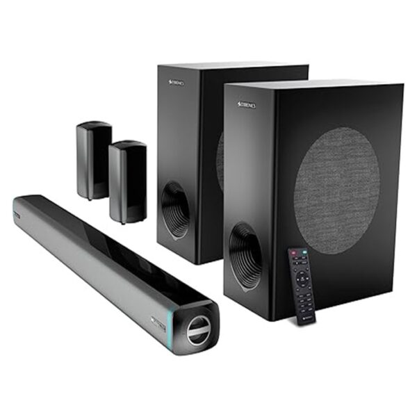 ZEBRONICS Juke bar 9550 pro 5.2 Soundbar (625 Watts), Dolby Audio, Dual Wireless Subwoofer & Satellite, BT v5.3, HDMI ARC, Optical, Powerful Bass, RGB LED Lights, Wall Mountable, Silver
