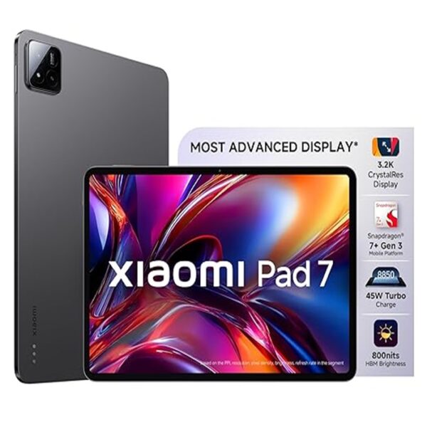 Xiaomi Pad 7 |Qualcomm Snapdragon 7+ Gen 3 |28.35cm(11.16") Display |8GB, 128GB |3.2K CrystalRes Display |HyperOS 2 |68 Billion+ Colours |Dolby Vision Atmos |Quad Speakers |Wi-Fi 6 |Graphite Grey Brand: Xiaomi