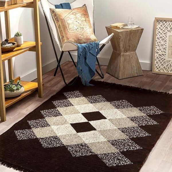 BSB HOME Designer Superfine Chenille Carpet | 500 GSM Velvet Carpet/Area Rug/Durries with Fine Gold Yarn for Living Room, Bedroom, Runner| 122 x 183 cm or 4x6 ft, Brown
